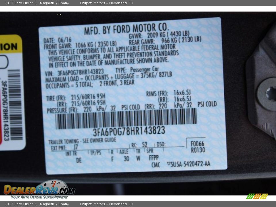 2017 Ford Fusion S Magnetic / Ebony Photo #29