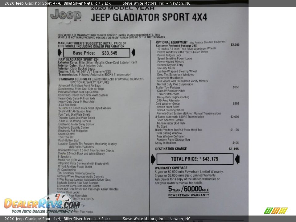 2020 Jeep Gladiator Sport 4x4 Billet Silver Metallic / Black Photo #29