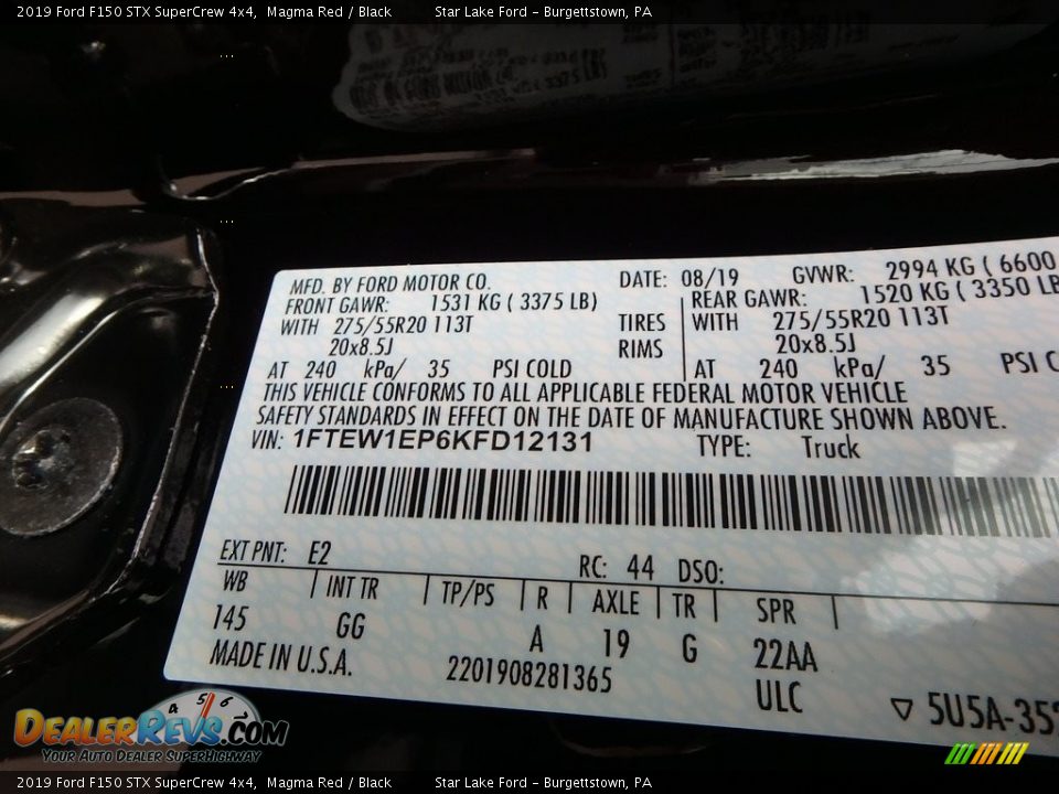 2019 Ford F150 STX SuperCrew 4x4 Magma Red / Black Photo #9