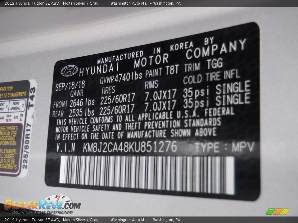 2019 Hyundai Tucson SE AWD Molten Silver / Gray Photo #26