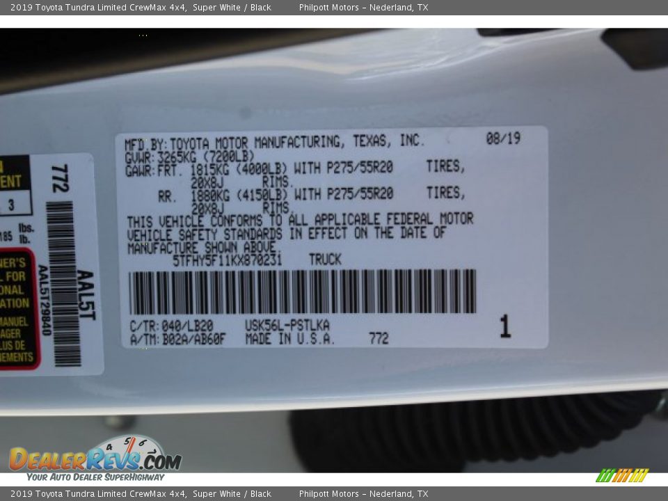 2019 Toyota Tundra Limited CrewMax 4x4 Super White / Black Photo #25