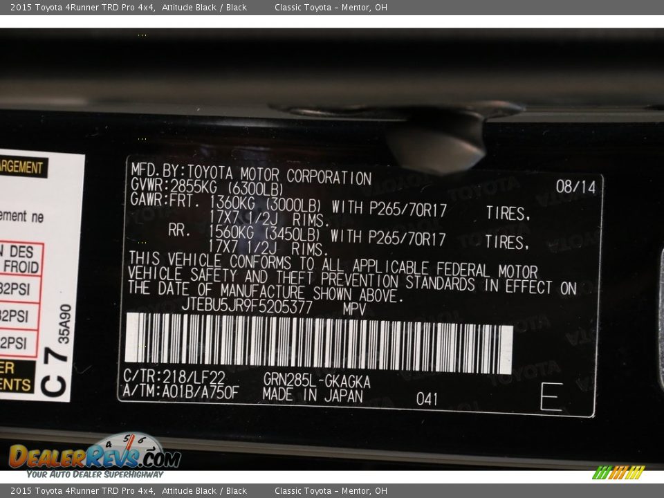 2015 Toyota 4Runner TRD Pro 4x4 Attitude Black / Black Photo #21