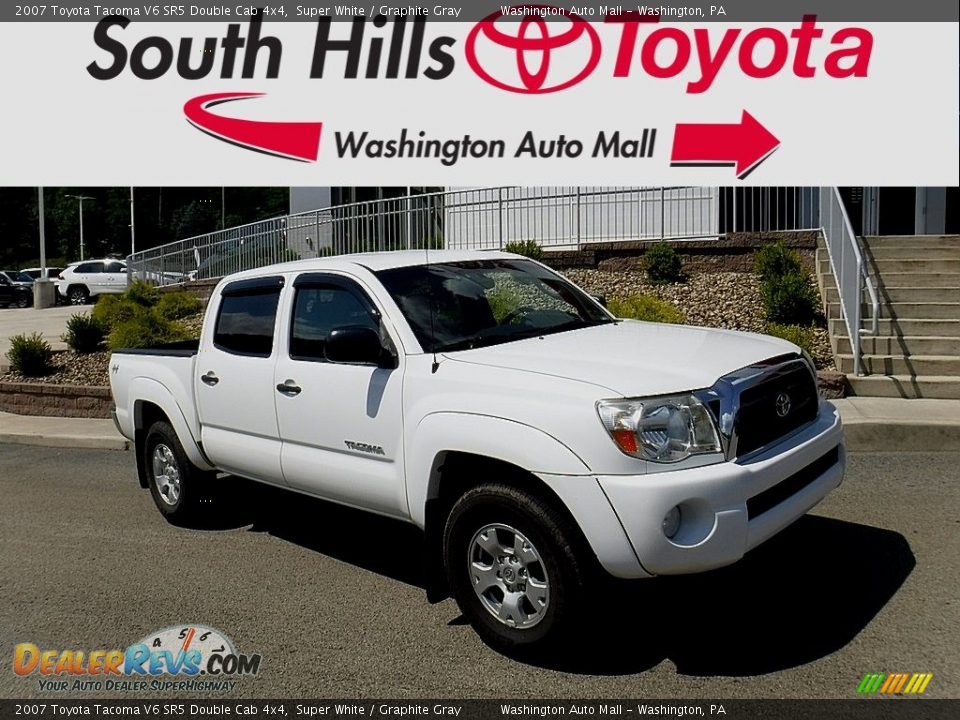 2007 Toyota Tacoma V6 SR5 Double Cab 4x4 Super White / Graphite Gray Photo #1