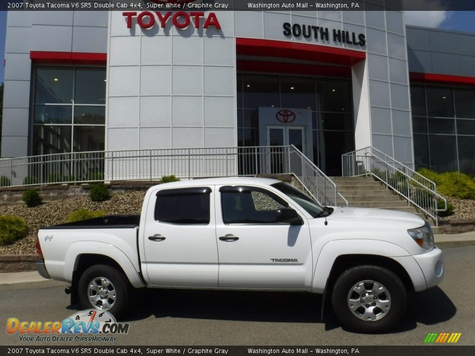2007 Toyota Tacoma V6 SR5 Double Cab 4x4 Super White / Graphite Gray Photo #2