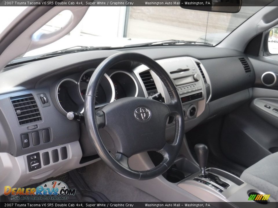 2007 Toyota Tacoma V6 SR5 Double Cab 4x4 Super White / Graphite Gray Photo #14