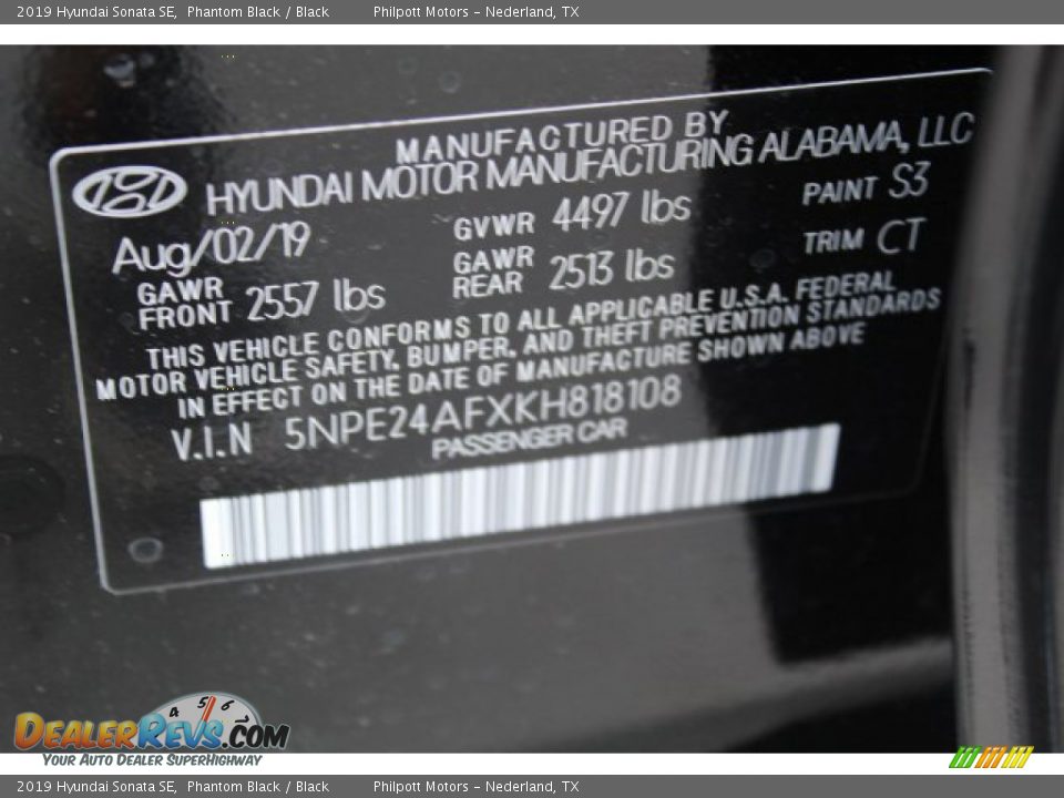 2019 Hyundai Sonata SE Phantom Black / Black Photo #25
