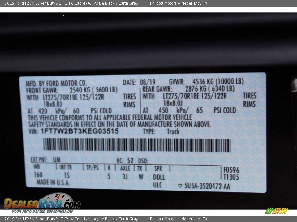 2019 Ford F250 Super Duty XLT Crew Cab 4x4 Agate Black / Earth Gray Photo #24