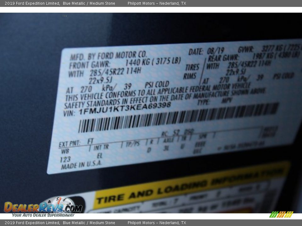 2019 Ford Expedition Limited Blue Metallic / Medium Stone Photo #28