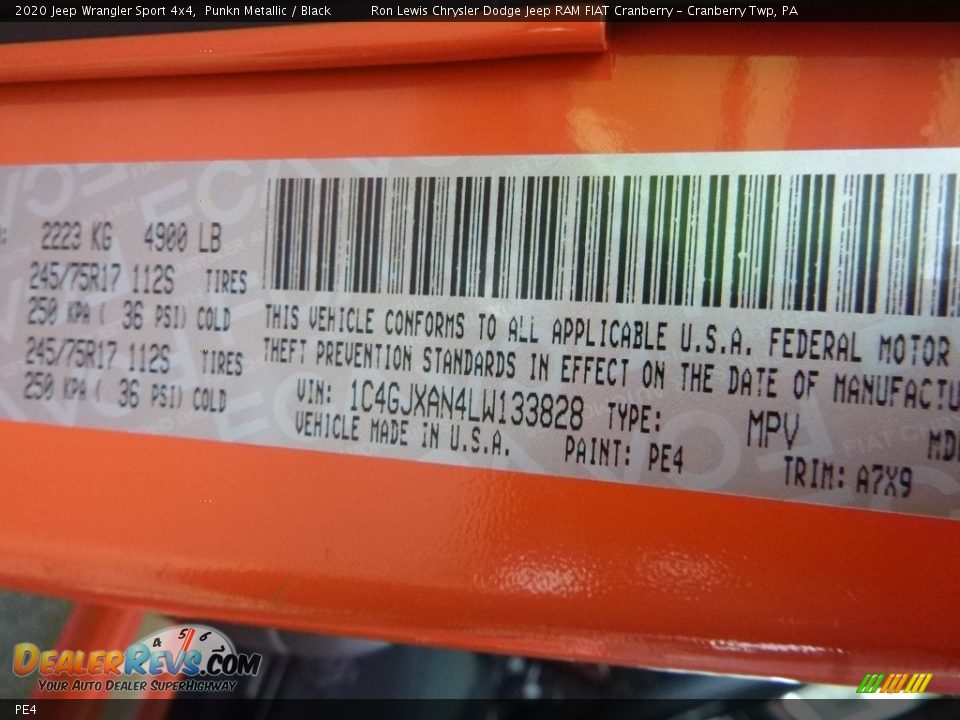 Jeep Color Code PE4 Punkn Metallic