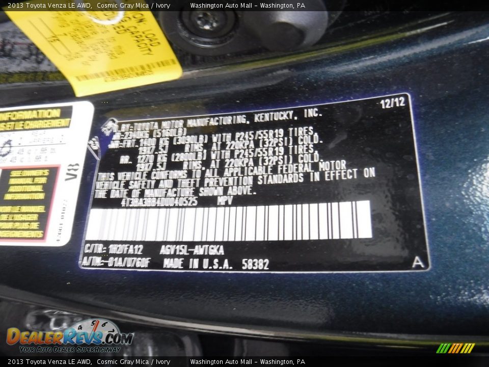 2013 Toyota Venza LE AWD Cosmic Gray Mica / Ivory Photo #24