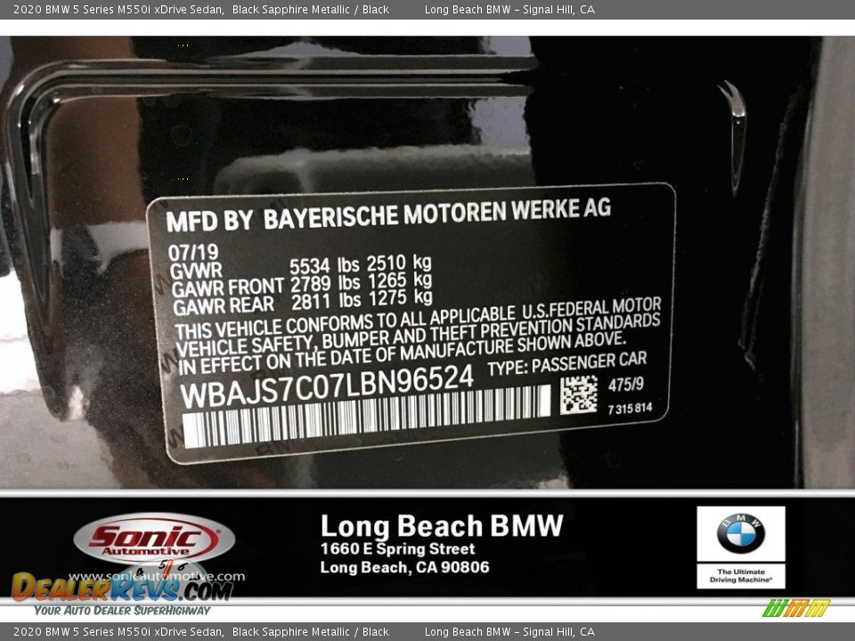 2020 BMW 5 Series M550i xDrive Sedan Black Sapphire Metallic / Black Photo #11