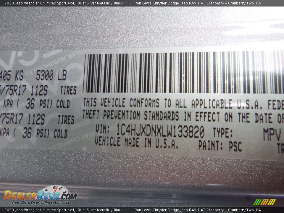 2020 Jeep Wrangler Unlimited Sport 4x4 Billet Silver Metallic / Black Photo #14