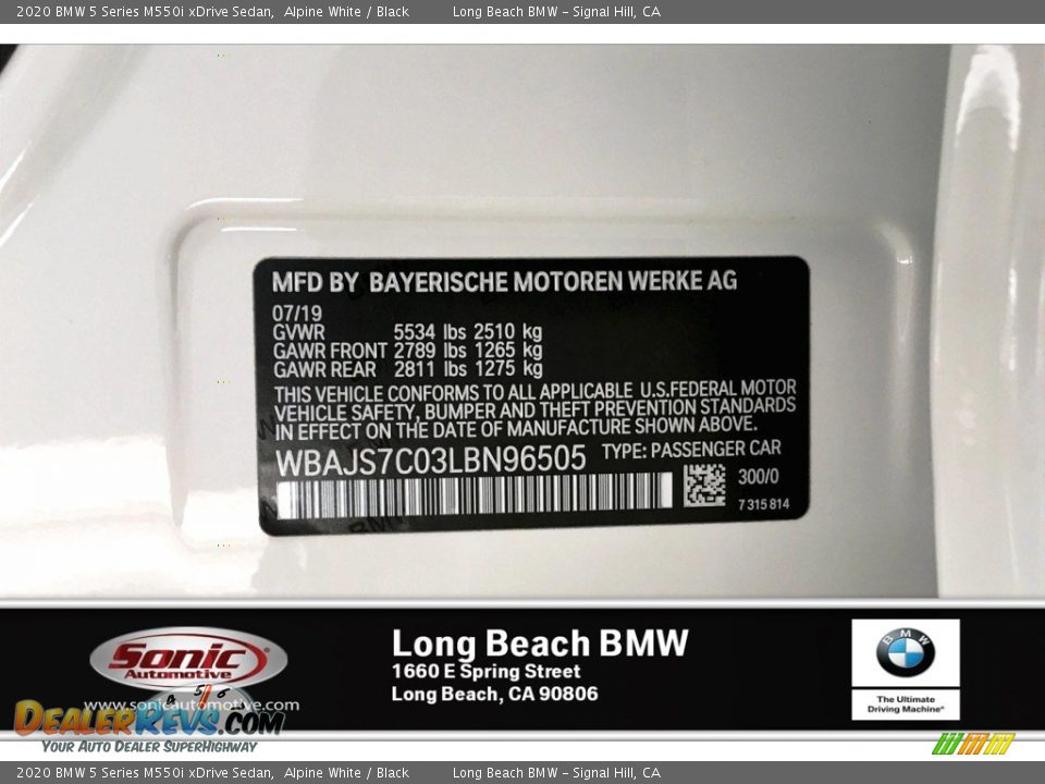 2020 BMW 5 Series M550i xDrive Sedan Alpine White / Black Photo #11
