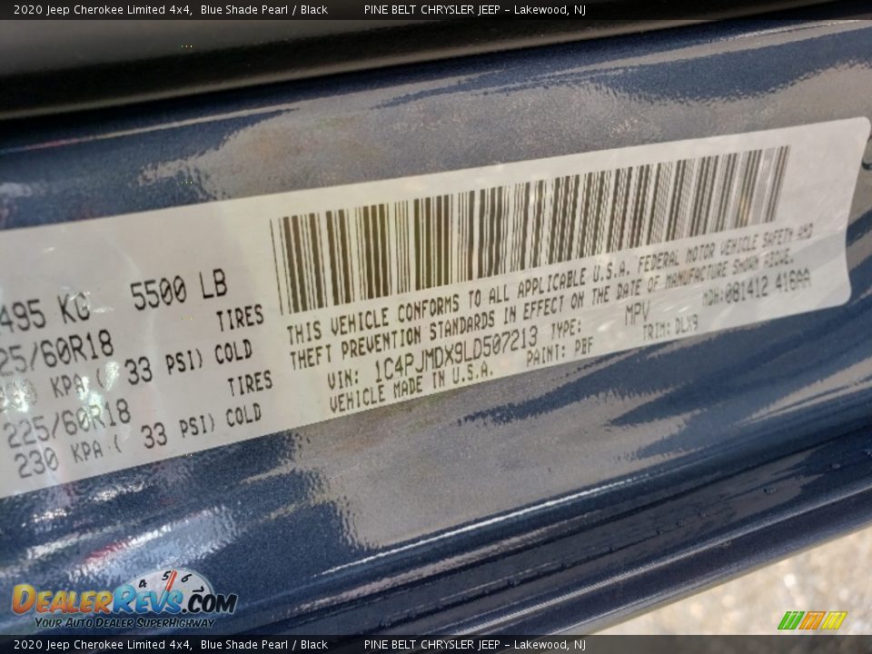 2020 Jeep Cherokee Limited 4x4 Blue Shade Pearl / Black Photo #9