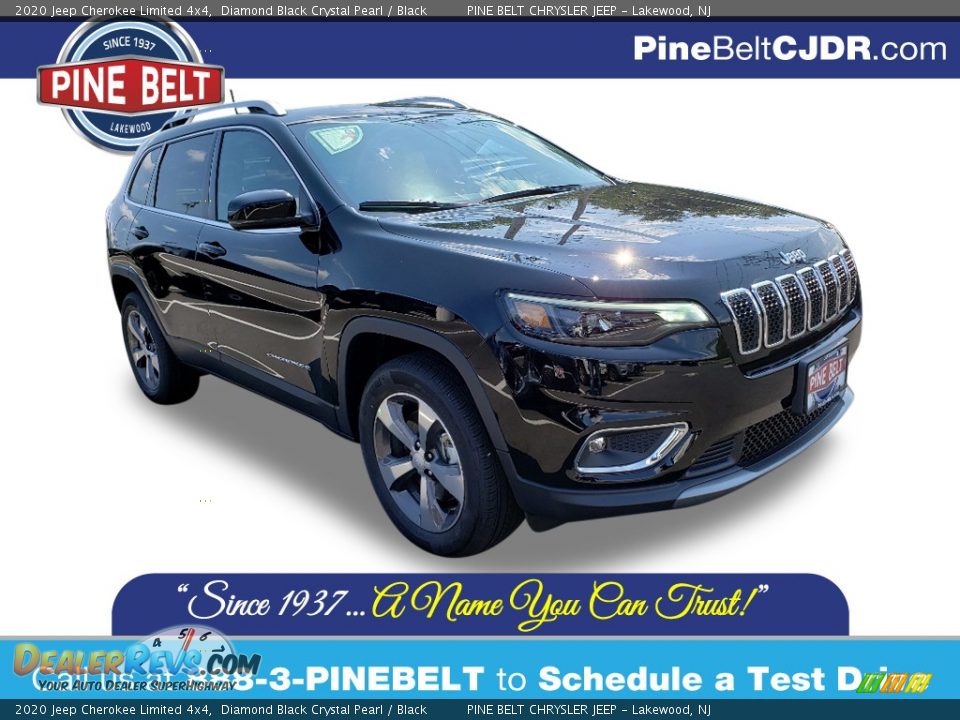 2020 Jeep Cherokee Limited 4x4 Diamond Black Crystal Pearl / Black Photo #1