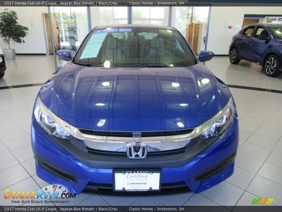 2017 Honda Civic LX-P Coupe Aegean Blue Metallic / Black/Gray Photo #2