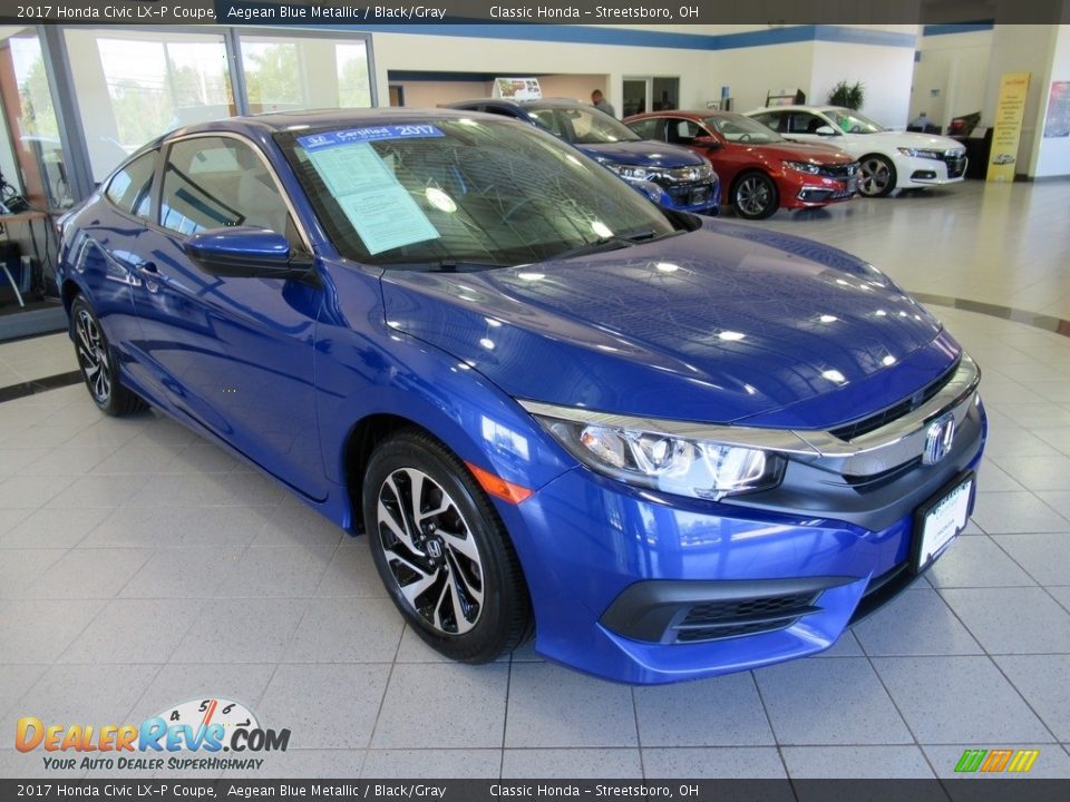 2017 Honda Civic LX-P Coupe Aegean Blue Metallic / Black/Gray Photo #3