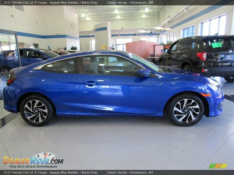 2017 Honda Civic LX-P Coupe Aegean Blue Metallic / Black/Gray Photo #4