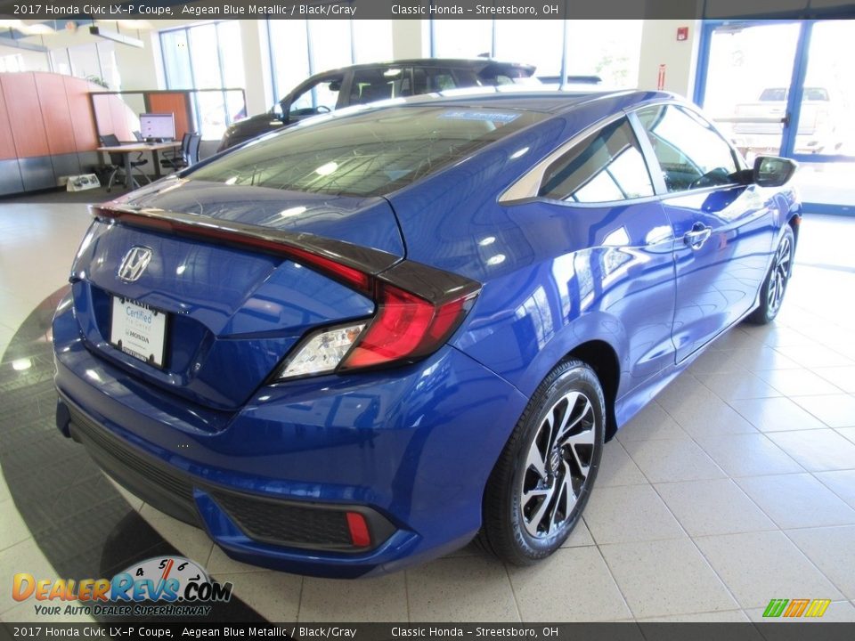 2017 Honda Civic LX-P Coupe Aegean Blue Metallic / Black/Gray Photo #7
