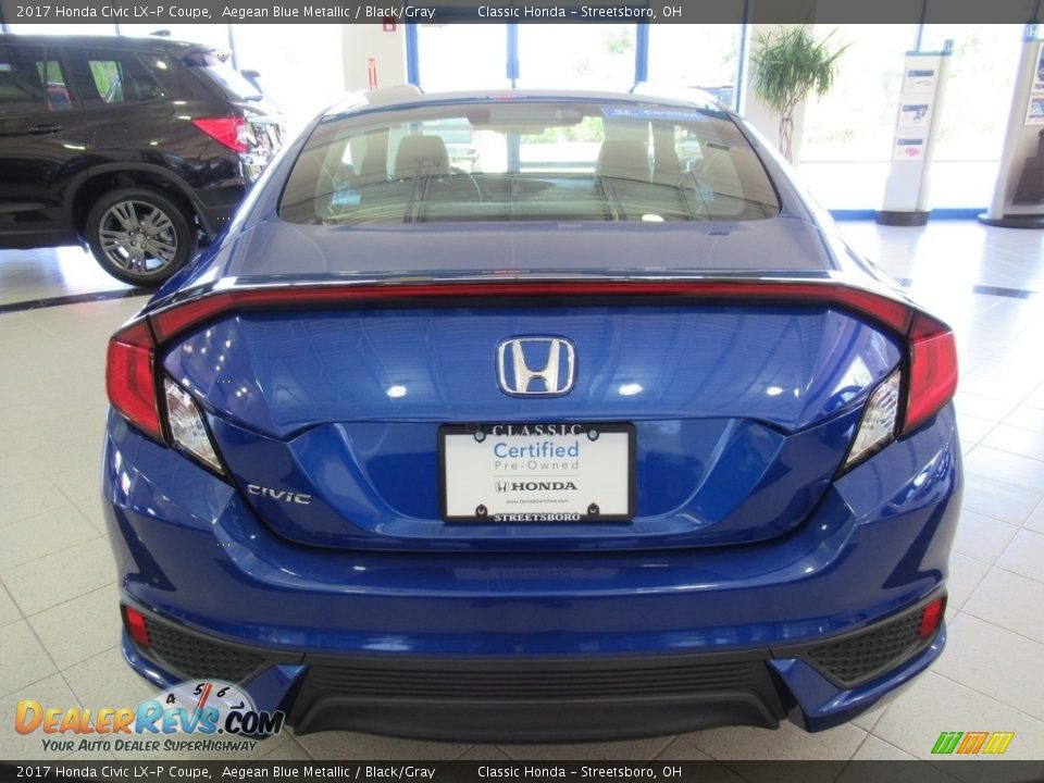 2017 Honda Civic LX-P Coupe Aegean Blue Metallic / Black/Gray Photo #8