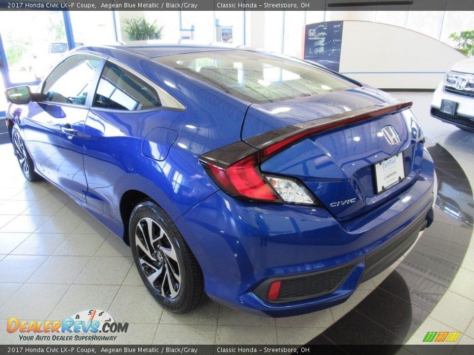 2017 Honda Civic LX-P Coupe Aegean Blue Metallic / Black/Gray Photo #9
