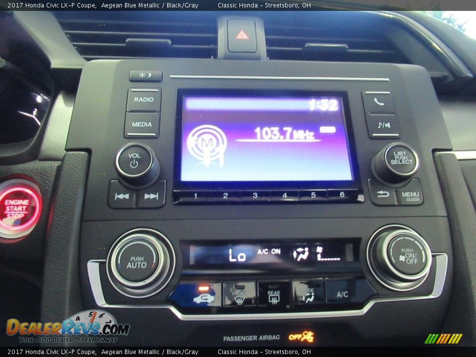 2017 Honda Civic LX-P Coupe Aegean Blue Metallic / Black/Gray Photo #28