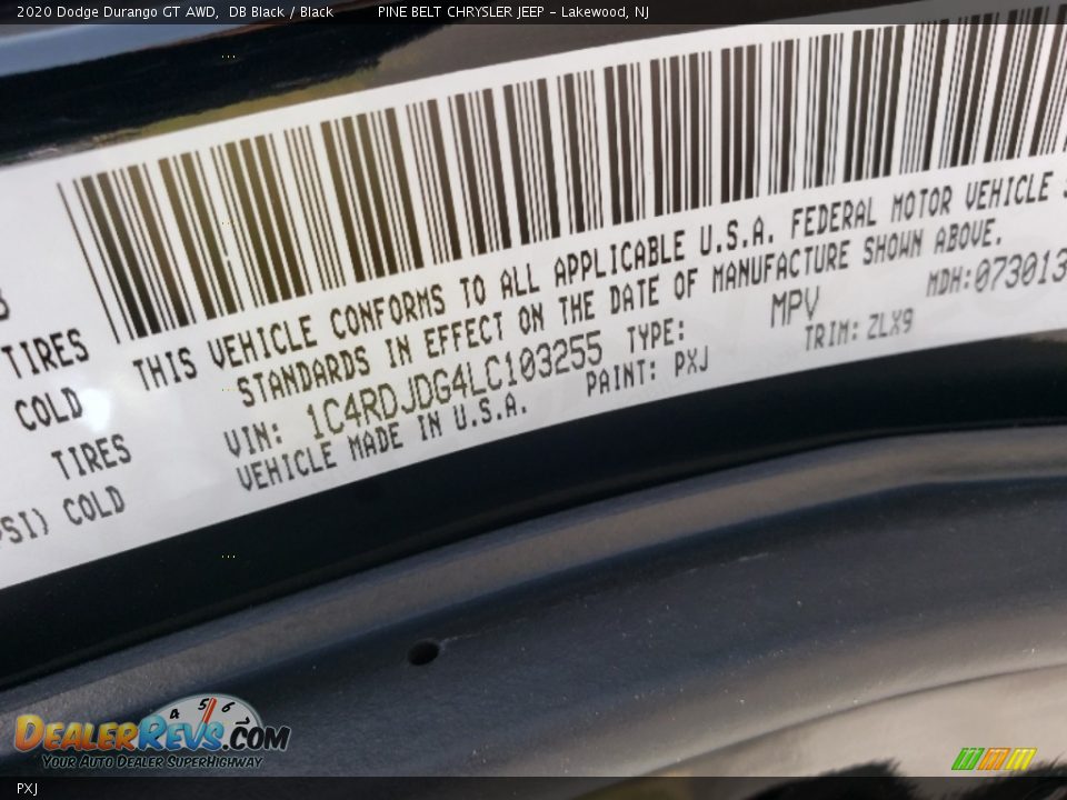 Dodge Color Code PXJ DB Black