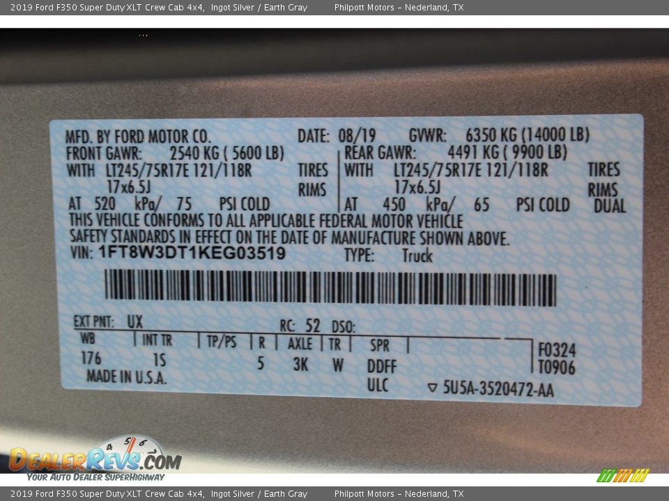 2019 Ford F350 Super Duty XLT Crew Cab 4x4 Ingot Silver / Earth Gray Photo #24