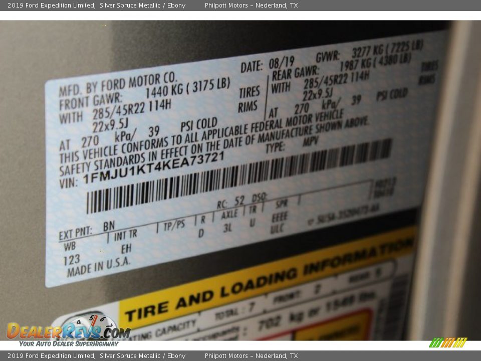 2019 Ford Expedition Limited Silver Spruce Metallic / Ebony Photo #29