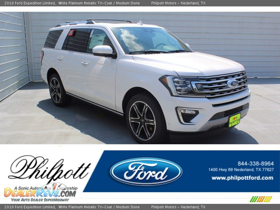 2019 Ford Expedition Limited White Platinum Metallic Tri-Coat / Medium Stone Photo #1