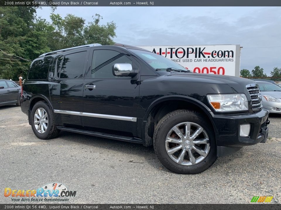 2008 Infiniti QX 56 4WD Liquid Onyx Black / Charcoal Photo #1