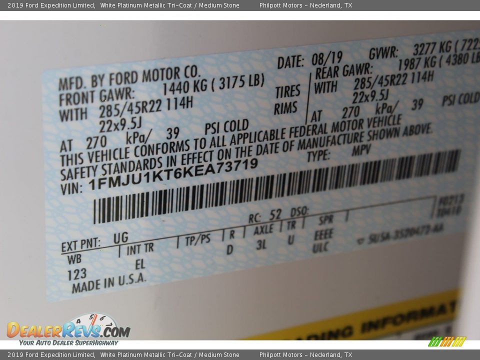 2019 Ford Expedition Limited White Platinum Metallic Tri-Coat / Medium Stone Photo #29