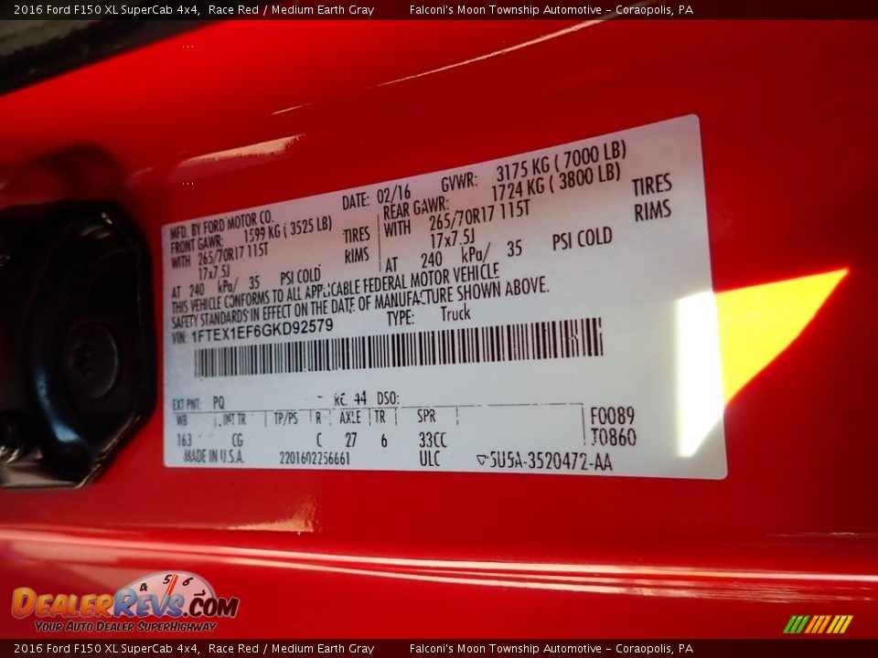 2016 Ford F150 XL SuperCab 4x4 Race Red / Medium Earth Gray Photo #18