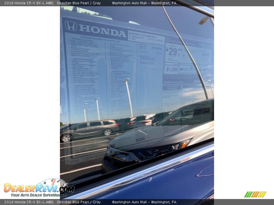 2019 Honda CR-V EX-L AWD Obsidian Blue Pearl / Gray Photo #15