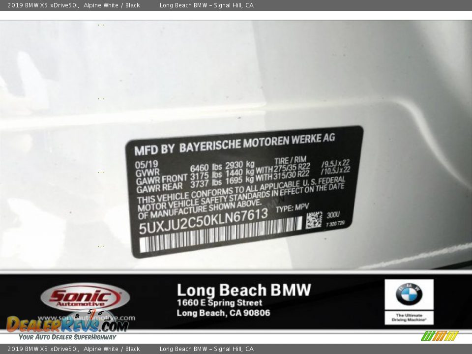 2019 BMW X5 xDrive50i Alpine White / Black Photo #11