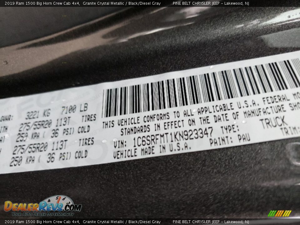 2019 Ram 1500 Big Horn Crew Cab 4x4 Granite Crystal Metallic / Black/Diesel Gray Photo #9