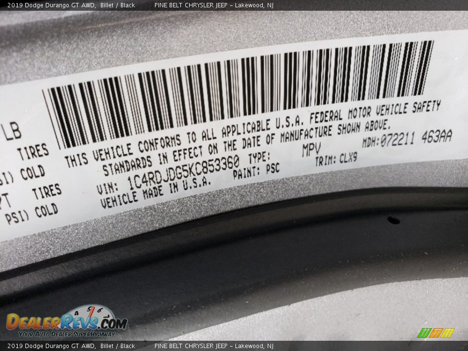 2019 Dodge Durango GT AWD Billet / Black Photo #9