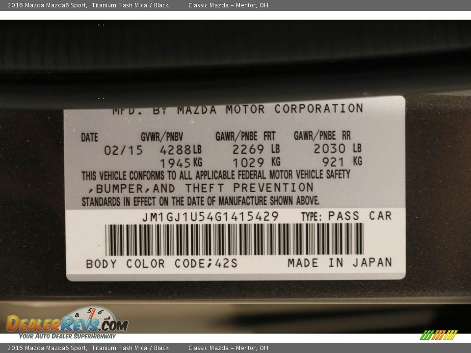 2016 Mazda Mazda6 Sport Titanium Flash Mica / Black Photo #21