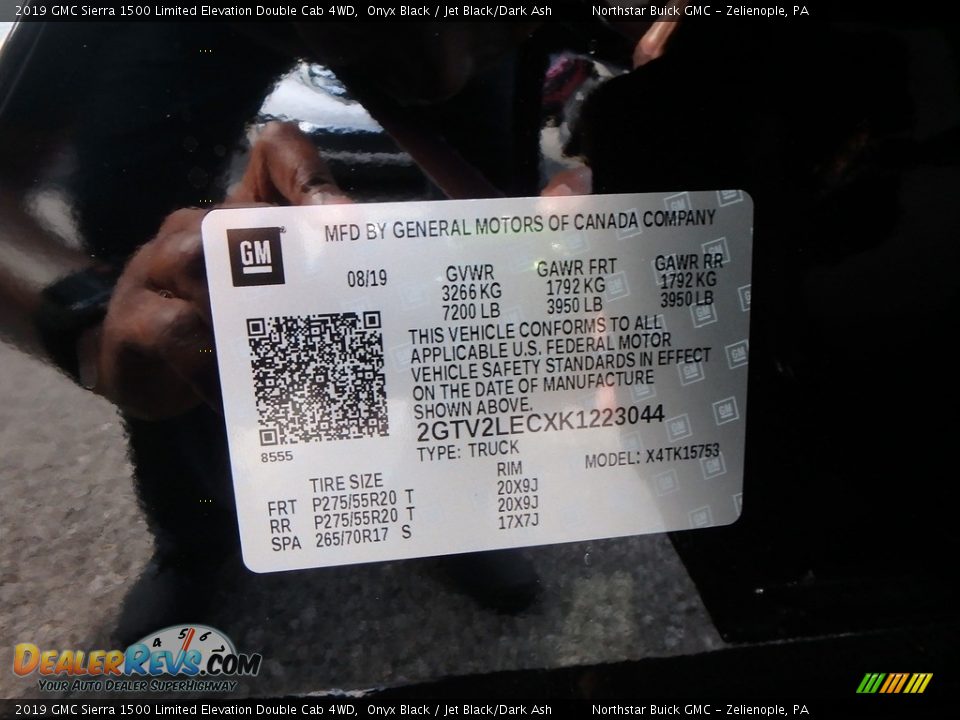 2019 GMC Sierra 1500 Limited Elevation Double Cab 4WD Onyx Black / Jet Black/Dark Ash Photo #13