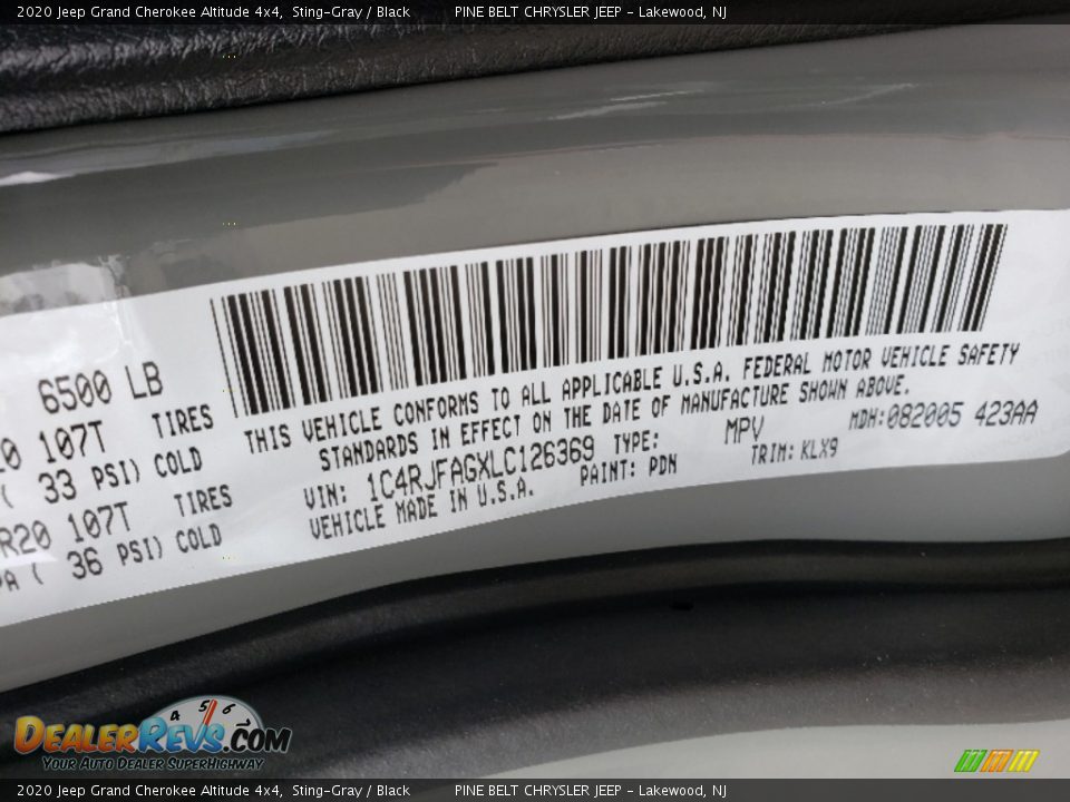 2020 Jeep Grand Cherokee Altitude 4x4 Sting-Gray / Black Photo #9
