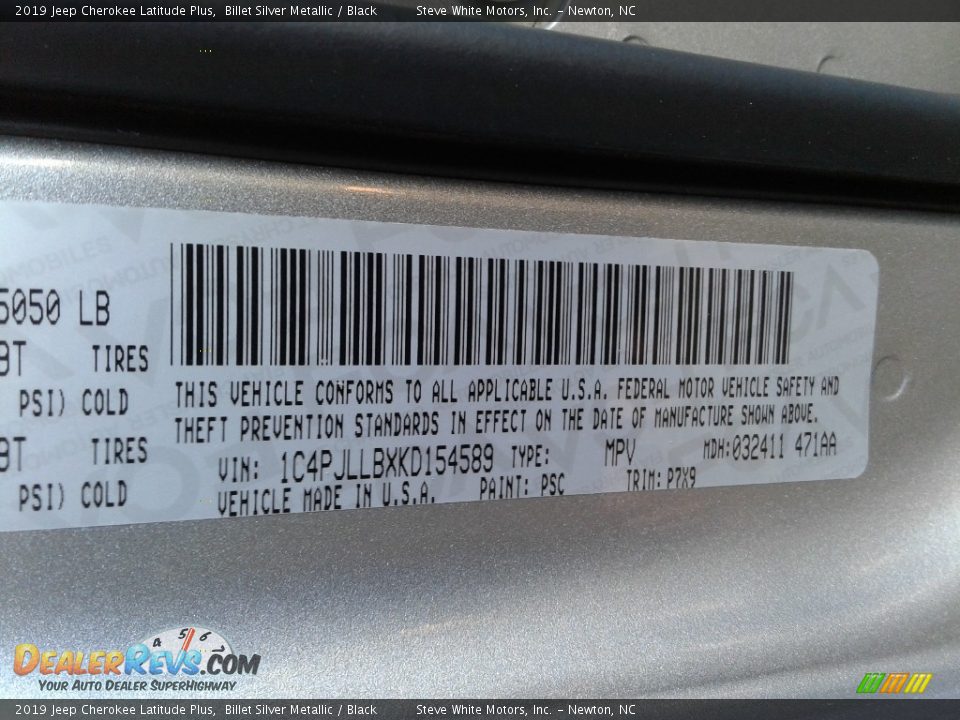 2019 Jeep Cherokee Latitude Plus Billet Silver Metallic / Black Photo #30