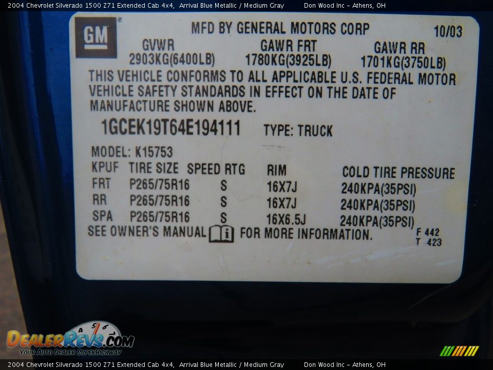 2004 Chevrolet Silverado 1500 Z71 Extended Cab 4x4 Arrival Blue Metallic / Medium Gray Photo #34