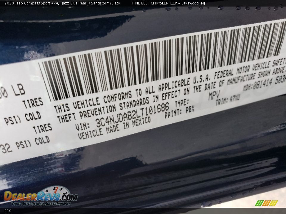 Jeep Color Code PBX Jazz Blue Pearl