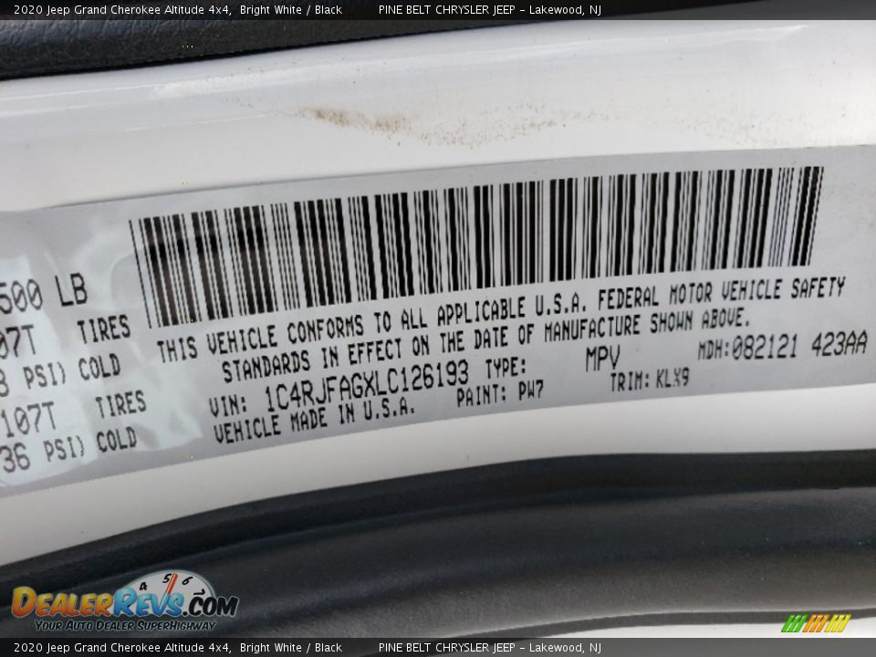 2020 Jeep Grand Cherokee Altitude 4x4 Bright White / Black Photo #9