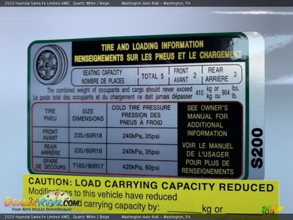 2020 Hyundai Santa Fe Limited AWD Quartz White / Beige Photo #9