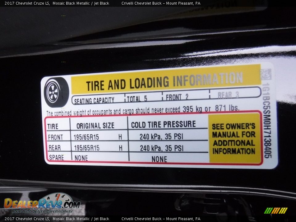 2017 Chevrolet Cruze LS Mosaic Black Metallic / Jet Black Photo #29