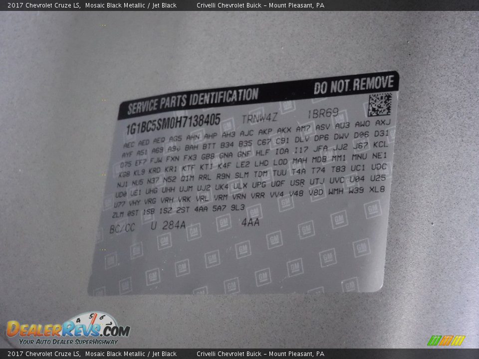 2017 Chevrolet Cruze LS Mosaic Black Metallic / Jet Black Photo #30