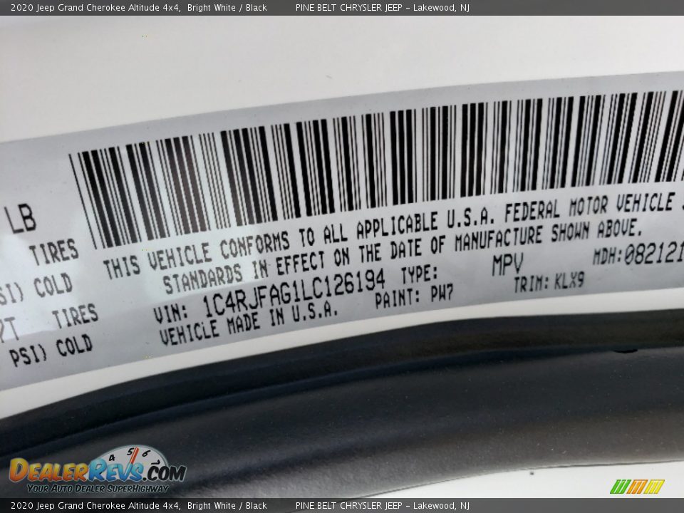 2020 Jeep Grand Cherokee Altitude 4x4 Bright White / Black Photo #9
