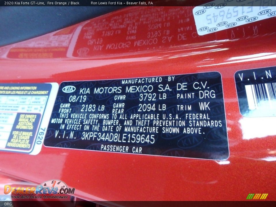 Kia Color Code DRG Fire Orange