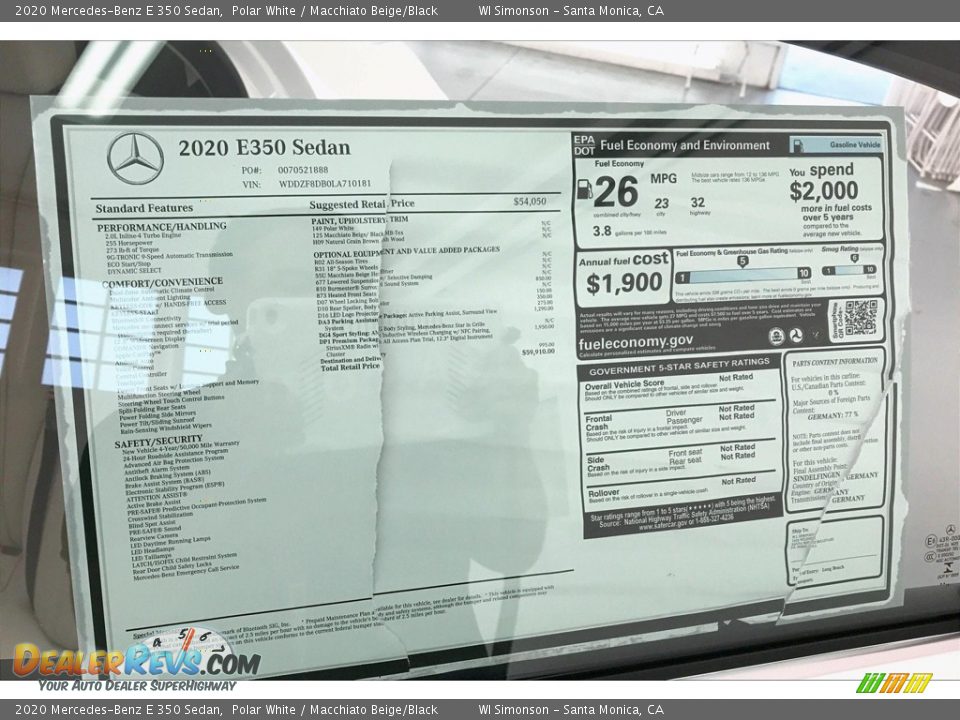 2020 Mercedes-Benz E 350 Sedan Polar White / Macchiato Beige/Black Photo #10
